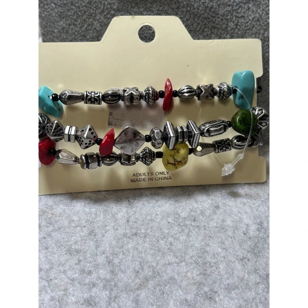 #20. Native American Turquoise Orange Yellow Stretch Bracelet